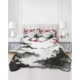 thumbnail image 2 of Quilts Queen Size Bedding Set, Chinese Mountain Reversible Summer Quilt 3 Pieces, Landscape Painting Red Plum Flowers Lightweight Bedspreads Coverlets with 2 Pillow Shams for All Seasons, 2 of 5