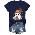 thumbnail image 5 of Akiihool Halloween Clothes for Women Fall Crew Neck T Shirt Funny Halloween Thanksgiving Graphic Tee Casual Family Halloween Costume Tops Navy,XXXL, 5 of 8