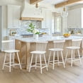 thumbnail image 3 of Dycanpo 24'' Windsor Wooden Counter Height Chairs Set of 3, Upgraded Farmhouse Bar Stools with Spinddle Back for Kitchen,White, 3 of 8