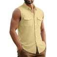 thumbnail image 7 of USNSM (S-5XL) Big and Tall Sleeveless Button Down Shirts for Men Summer Casual Beach Vacation Collared Tank Tops Basic Vest Shirts with Pockets Gold XXXXL, 7 of 7