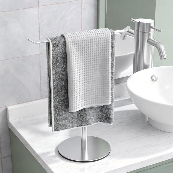 Towel Rack T-Shape Hand Towel Holder for Bathroom,Headband Holder Organizer and Bathroom Towel Racks,Kitchen Towel Rack Silver Hand Towel Holder