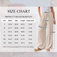 thumbnail image 3 of TEMOFON Pants for Women Wide Leg Linen Pant Casual Palazzo Summer Flowy Pants with Pocket Apricot Drawstring Comfy Loose Lounge Pants L, 3 of 11