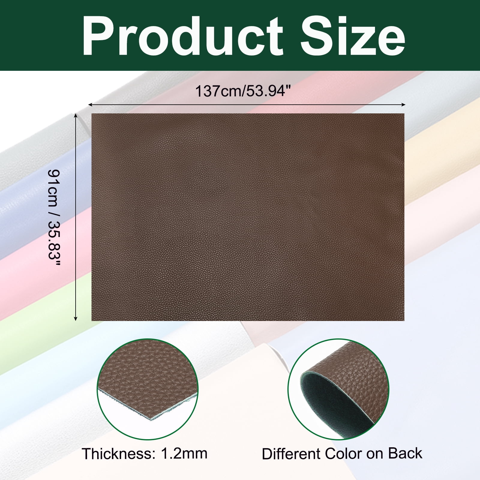 Uxcell Faux Leather Fabric Sheets, 54x36 Inch Waterproof Solid Soft PU Synthetic Leather Sheet for Upholstery Replacement Renovate Sofa Furniture Bag Crafts DIY Sewings(Light Brown)