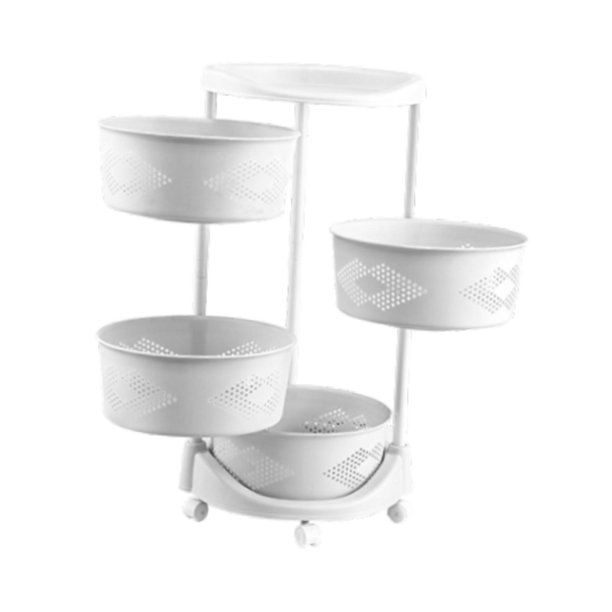 Estante de almacenamiento giratorio para baño, versátil, ajustable, con ruedas de pie 4 capas