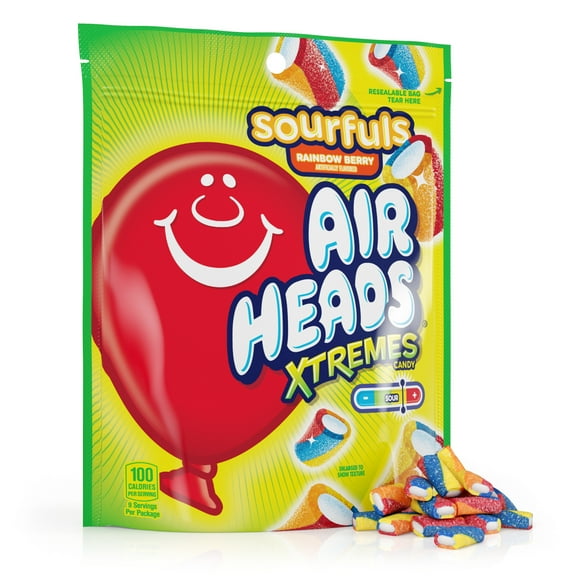 Airheads Sour Candy, Xtremes Sourfuls Candy Bag, Rainbow Berry, Nut Free, 9 oz