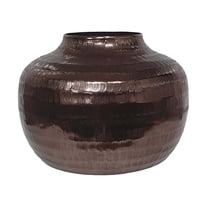 A&B Home Round Aluminum Vase with Textured Bronze Finish - D10x7.5"