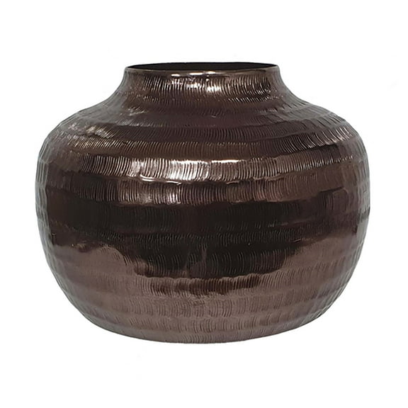 A&B Home Round Aluminum Vase with Textured Bronze Finish - D10x7.5"