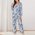 thumbnail image 2 of Kdxio Blue Paisley Women's Pajama Sets Long Sleeve Button Down Sleepwear Nightwear Soft Pjs Lounge Sets-Small, 2 of 7