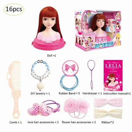 - Akoyovwerve Deluxe Styling Head Doll, Half-Length Hairstyle Doll with Cosmetic Headwear Practice Comb Toy Doll Head for Hairstyles