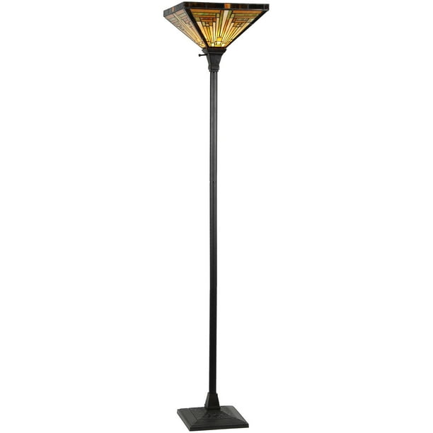 Chloe Lighting Innes Tiffany-Style 1-Light Mission Torchiere Floor Lamp