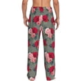 thumbnail image 3 of Uemuo Rose Flowers Pattern Men's Wide Leg Palazzo Lounge Pants with Pockets Light Weight Loose Comfy Casual Pajama Pants-X-Large, 3 of 9