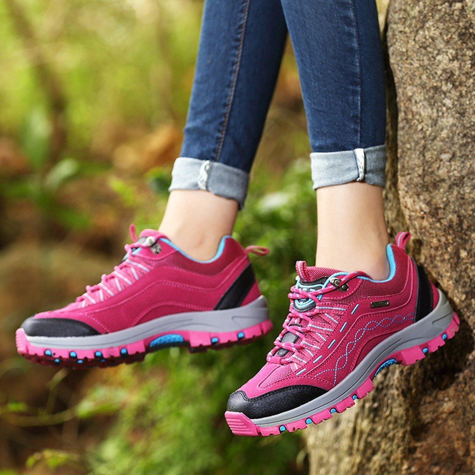 Win s Way Women's High-Top Hiking Sneakers, Lightweight Breathable Trekking Shoes for Outdoor Adventure & Support