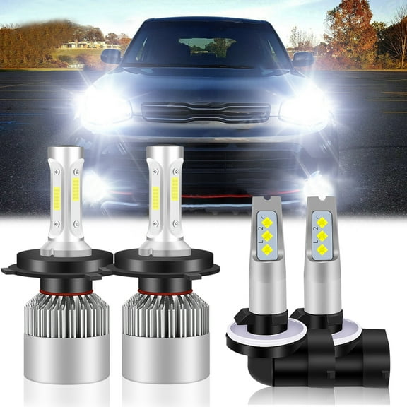 For 2005-2009 Hyundai Tucson LED Headlight Bulbs 9003/H4 High/Low Beam 881 Fog light Bulbs 4pc