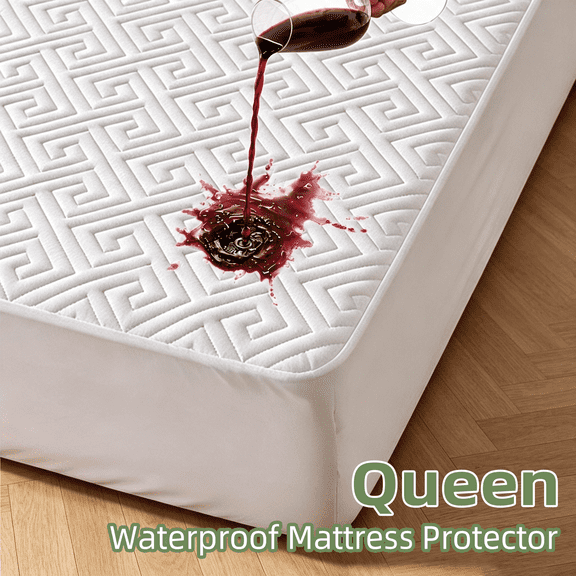 Waterproof Mattress Protector, Queen Size Mattress Pad with Deep Pocket 6"-11" Depth, Soft Breathable Bed Mattress Cover Washable for Home, Bedroom, Hotel