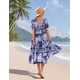 thumbnail image 3 of Vestido midi YESNO de verano con estampado floral con cuello en V y manga abullonada S EVX CR459, 3 of 4