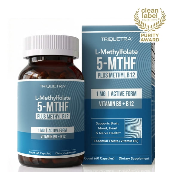 Triquetra Health L-Methylfolate (1 mg) Plus Methyl B12 Capsules