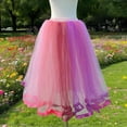 thumbnail image 3 of oqasdz Skirts for Women High Waisted Colorful Layered Mesh Asymmetrical Heam Design Casual Flowy A Line Elastic Waistband Party Wear, 3 of 3