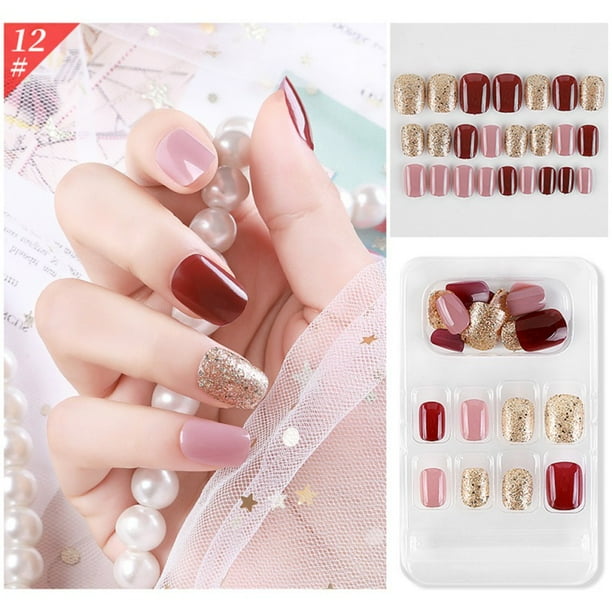 Maynos 24pcs Set Fake Nails European Rainbow Ballerina Full Nail Art Tips Artificial Detachable False Nails Walmart Com Walmart Com