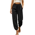 thumbnail image 4 of Womens Joggers Sweatpants with Pockets Baggy High Waisted Lounge Athletic Black Button Trim Hem Sweat Pants Size 2XL, 4 of 7