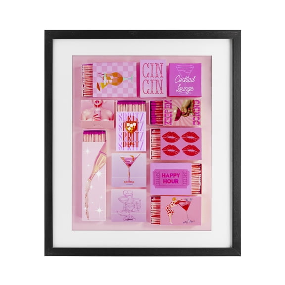 Feminine Glam Matches Black Framed Print Under Glass, design by Lil' Rue