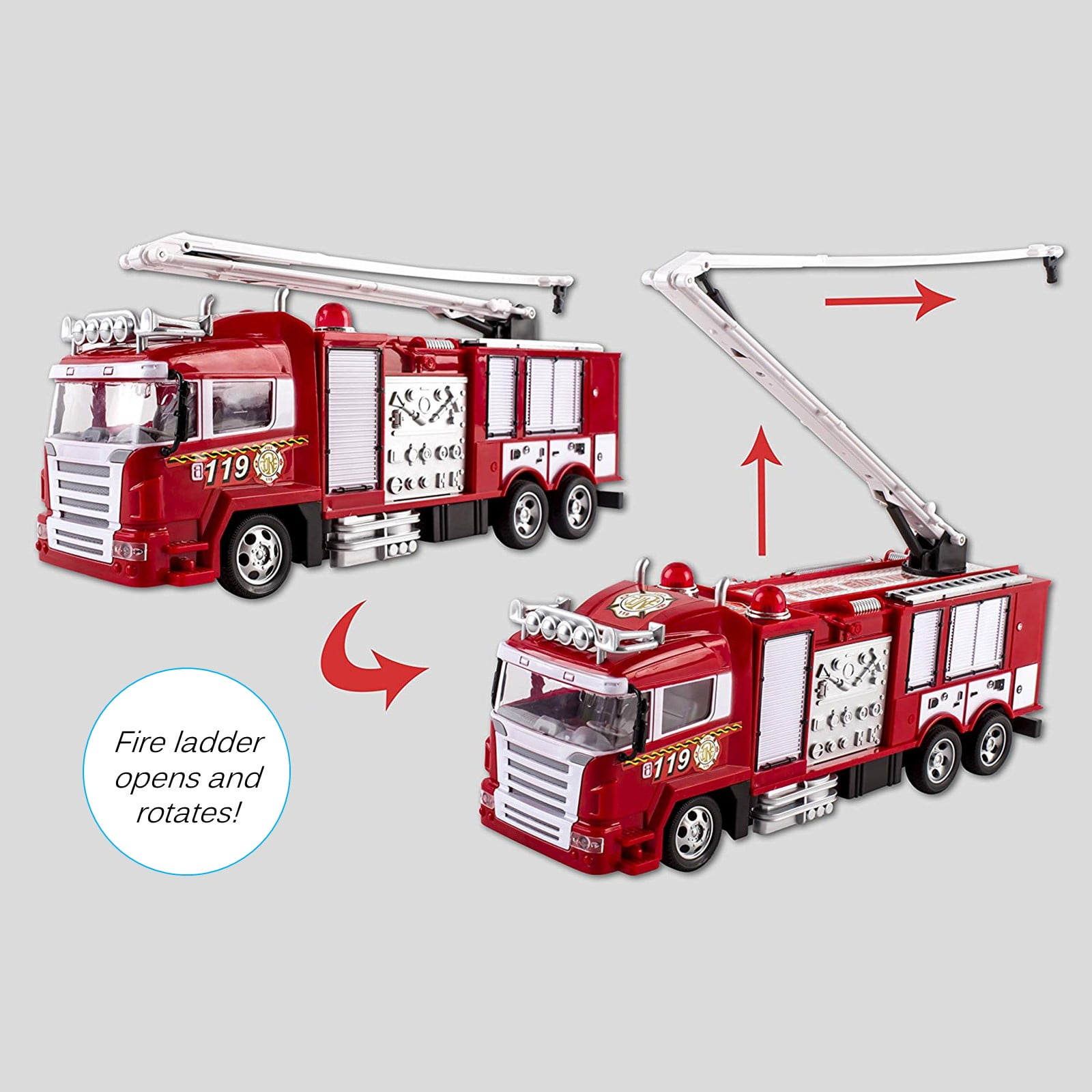 FIRE RESCUE FIRE ENGINE TRUCK Extendable ladder Radio Remote Control Car 22CM 