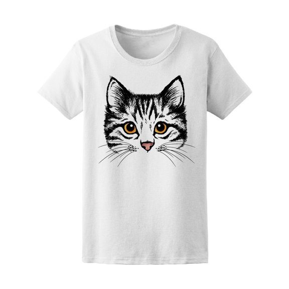 Stylized Kitten's Face Sketch Tee Women's -Image by Shutterstock