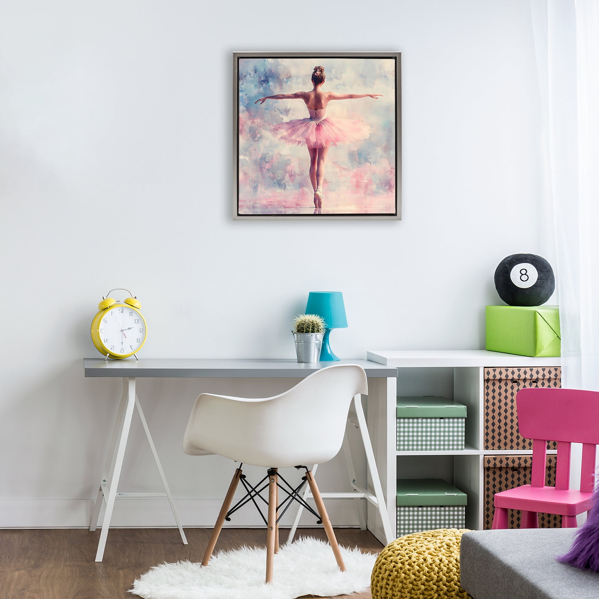 Stupell Industries Elegant Ballet Dancer in Motion Gray Framed Floater Canvas Wall Art, design by Creative Studio