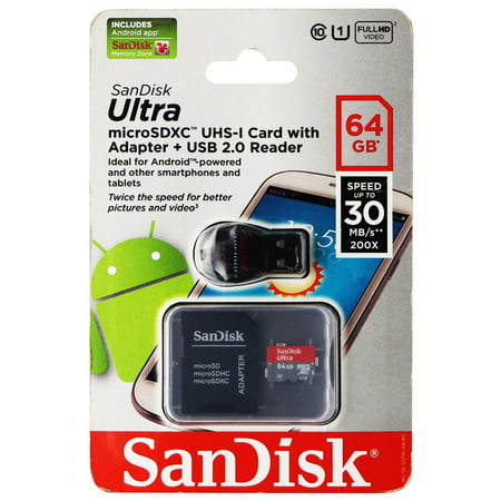 SanDisk Ultra 64GB Micro SDXC UHS-I Card w/ Adapter and USB 2.0