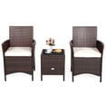 thumbnail image 2 of Patiojoy Ensemble de Conversation en Rotin pour Patio 3 Pcs Chaises en Osier avec Table à Café et Coussins Blanc, 2 of 7