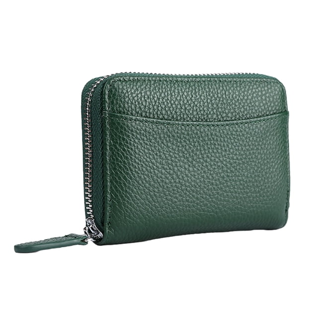 Cartera para tarjetas de crédito Laklulu con 12 ranuras + 2 ranuras para efectivo Estuche para tarjetas con cremallera de cuero PU suave