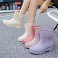 thumbnail image 5 of XIMIN Women Short Rain Boots Lightweight Waterproof Garden Boots Outdoor Anti-Slip Chelsea Rain Boots Stylish Mid Heel Rubber Ankle Booties with Comfy Insoles, 5 of 7