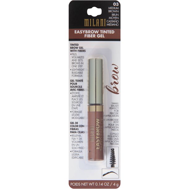 Milani Brow Easybrow Tinted Fiber Gel, 03 Medium Brown, 0.14 oz