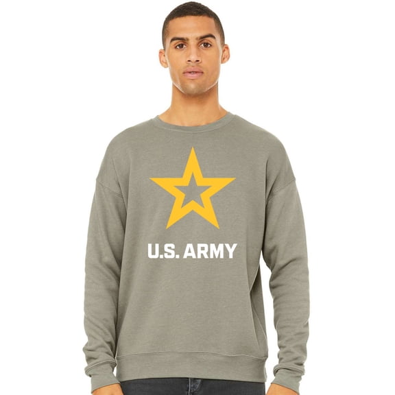 Mens US United States Army Logo Fleece Sweatshirt, Large Heather Stone
