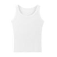 thumbnail image 4 of HOMBOM Ribbed Summer Tops for Women 2025 White Camisole Sleeveless Crew Neck Solid Color Casual Slim Shirt, 4 of 7