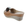 thumbnail image 2 of GOOD CHOICE Womens Brown 1/2" Platform Flower Detail Cushioned Comfort Sydney Round Toe Wedge Slip On Leather Slide Sandals Shoes 6, 2 of 3