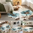 thumbnail image 6 of Spring Floral Vintage Round Rugs 4ft, Retro Teal Tulips Botanical Summer Non Slip Washable Rug Runner, Low Pile Indoor Floor Carpet Mat Bathroom Rugs for Living Room, Bedroom, Kids Room, 6 of 9