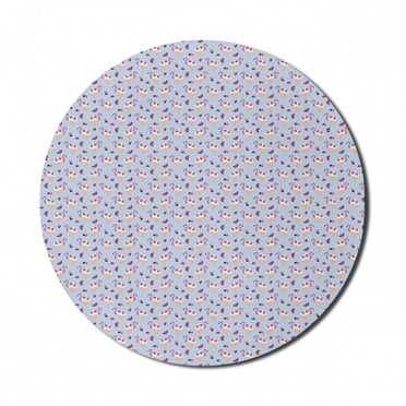 Summer Mouse Pad for Computers, Abstract Design with Cheery and Flamingo Topping Ice Cream and Watermelon Slices, Round Non-Slip Thick Rubber Modern Mousepad, 8" Round, Multicolor, by Ambesonne