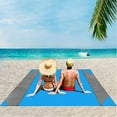 thumbnail image 3 of PureCasa Polyester Picnic Outdoor Blankets, Portable Foldable Nylon Picnic Mats for Beach Camping Hiking, with 1 x Carry Pouch, 4 x Ground Nails and 1 x Carabiner, 1PC, 79"x79", Blue, Square, 3 of 9