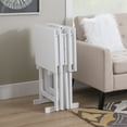 thumbnail image 3 of Linon Lisbon Five Piece Wood Tray Table Set in Whitewash, 3 of 24