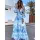 thumbnail image 1 of Mujer túnica playa cubrir 2022 verano Sexy cuello en V espalda descubierta ahueca hacia fuera la manga de la linterna Maxi vestido femenino Club fiesta vestidos largos Tan Jianjun unisex, 1 of 2