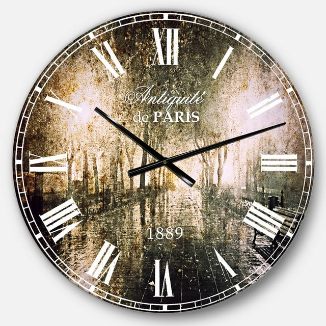 DesignArt Allée de Nuit avec Lumières Grande Horloge Murale