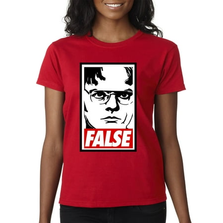 New Way 1154 - Women's T-Shirt Dwight Schrute The Office USA False Statement Medium