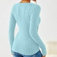 thumbnail image 4 of Kmdttou Summer 50% off Clearance! Women's Ladies Loose Casual Solid Color Pullover With Buttons Long Sleeves And Grooved Knitted Sweater on Clearance!, 4 of 8