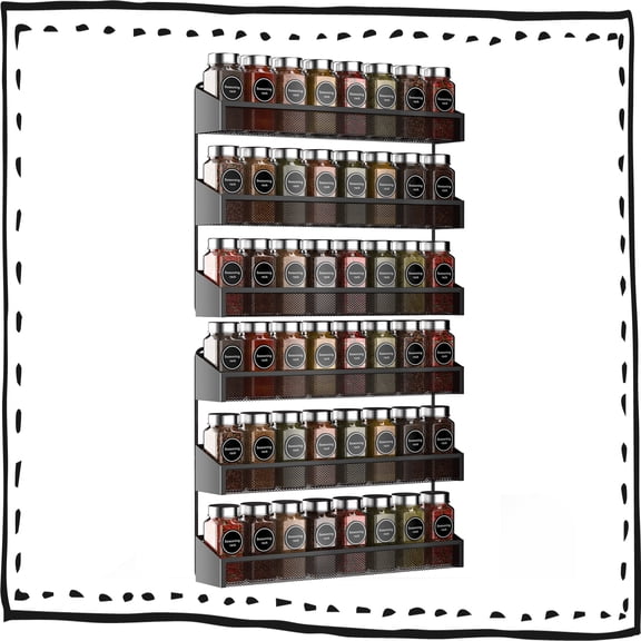 Auledio 2 Pack 3 Tier Metal Spice Rack Organizer Wall-Mount Spice Jars Organizer for Kitchen Cabinet (Black)