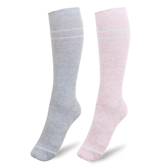 Kindred Bravely Maternity Compression Socks 2-Pack | Graduated Compression Socks for Circulation Pregnancy Travel (Pink & Grey Heather, Large)