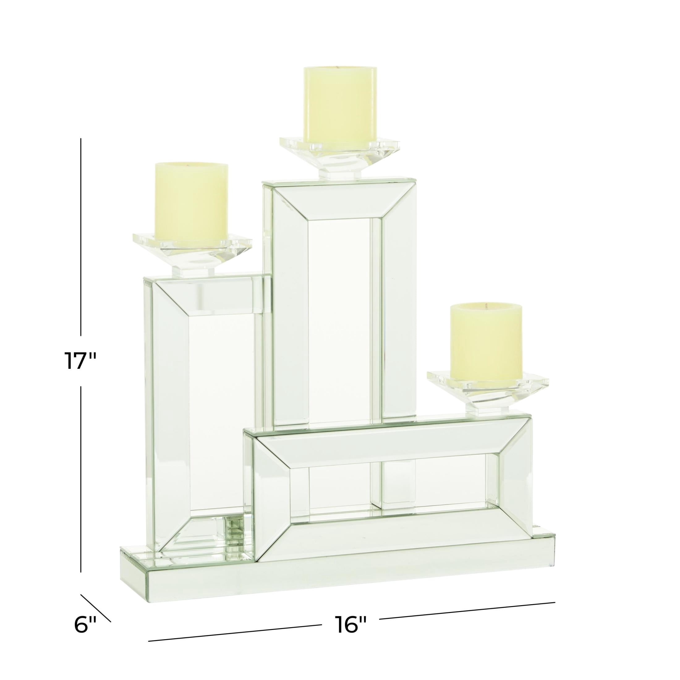 DecMode 3 Holder Silver Wood Candelabra
