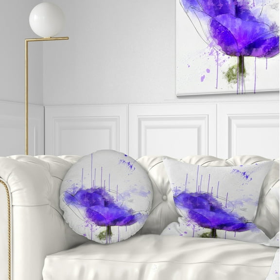 Designart Bright Blue Anemone Watercolor - Flowers Throw Pillowwork - 12x20