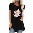 thumbnail image 5 of Tuphregyow Womens Clothes Short Sleeve Round Neck Tunic Tops Daisy Graphic Tee Y2K Clothing Loose for Leggings Pullover Casual Blouse Summer Plus Size T Shirts for Women Green L, 5 of 9