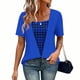 thumbnail image 2 of Camisas Y Tops de Verano de Mujer Moda Casual Cuello Redondo Camisas de Satén Camisas de Color Sólido para Mujeres, 2 of 5