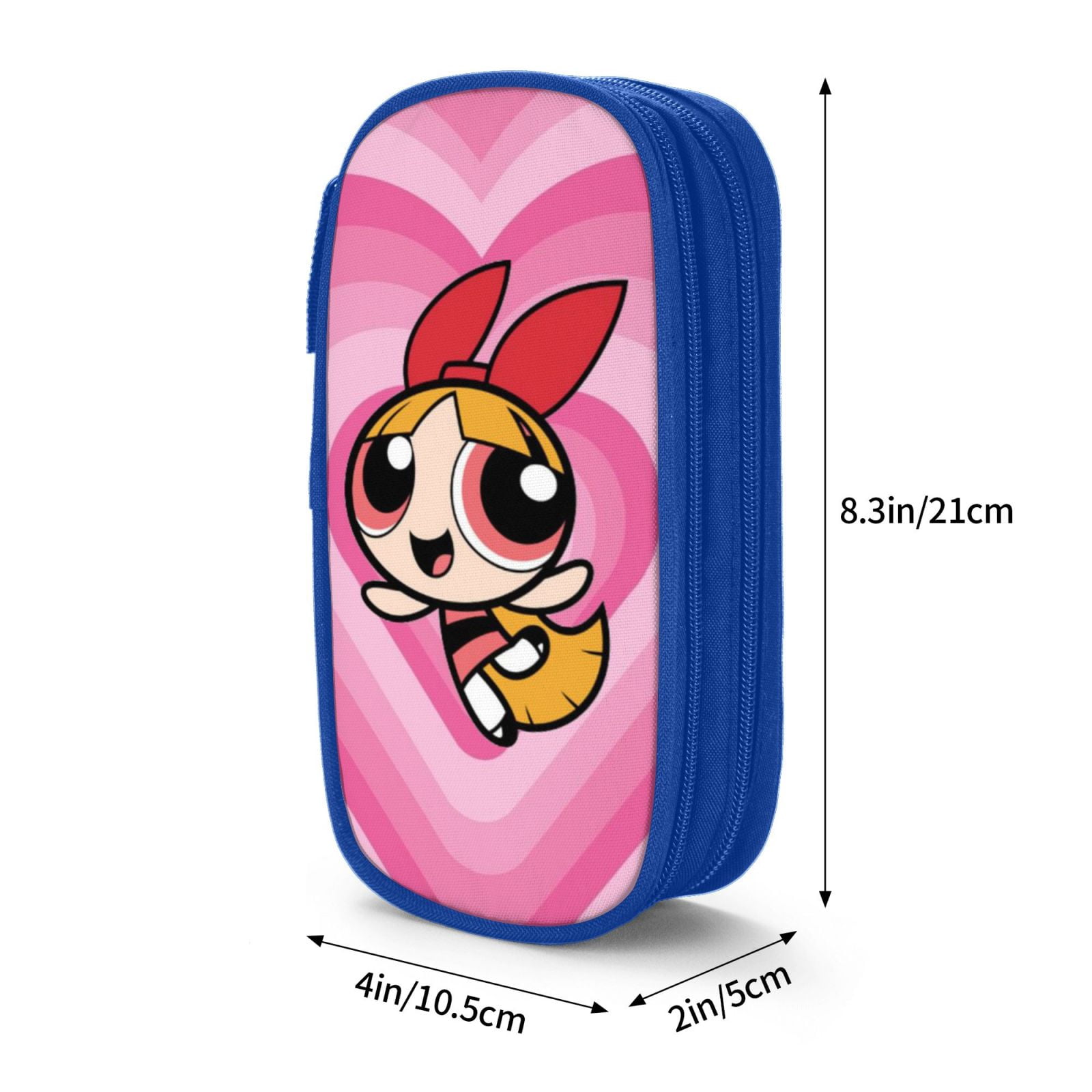 The Powerpuff Gi-rls Pencil Case Large Capacity Pencil Pouch Pen Bag Office Stationery Organizer Travel Makeup Bag Blue